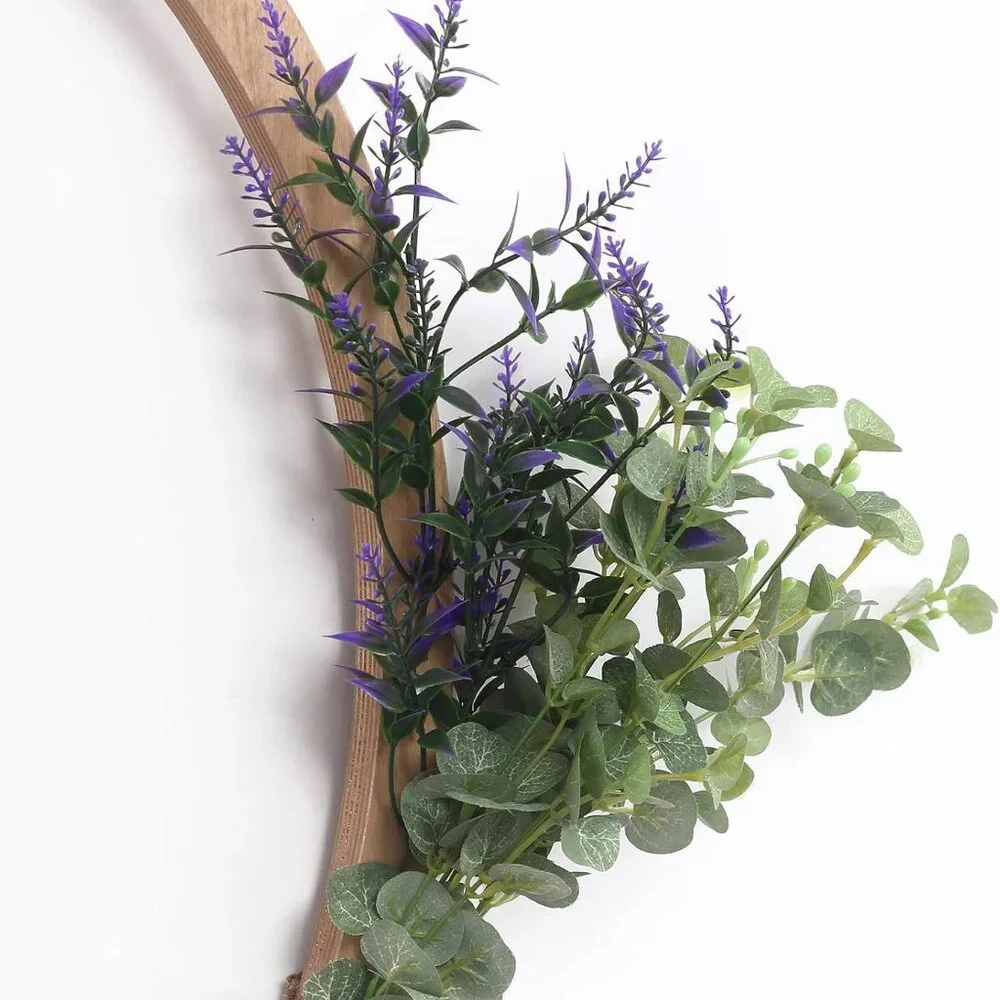 3 Lrg. Round Wooden Picture Frames, 1 White Carnation, 2 Eucalyptus and Lavender